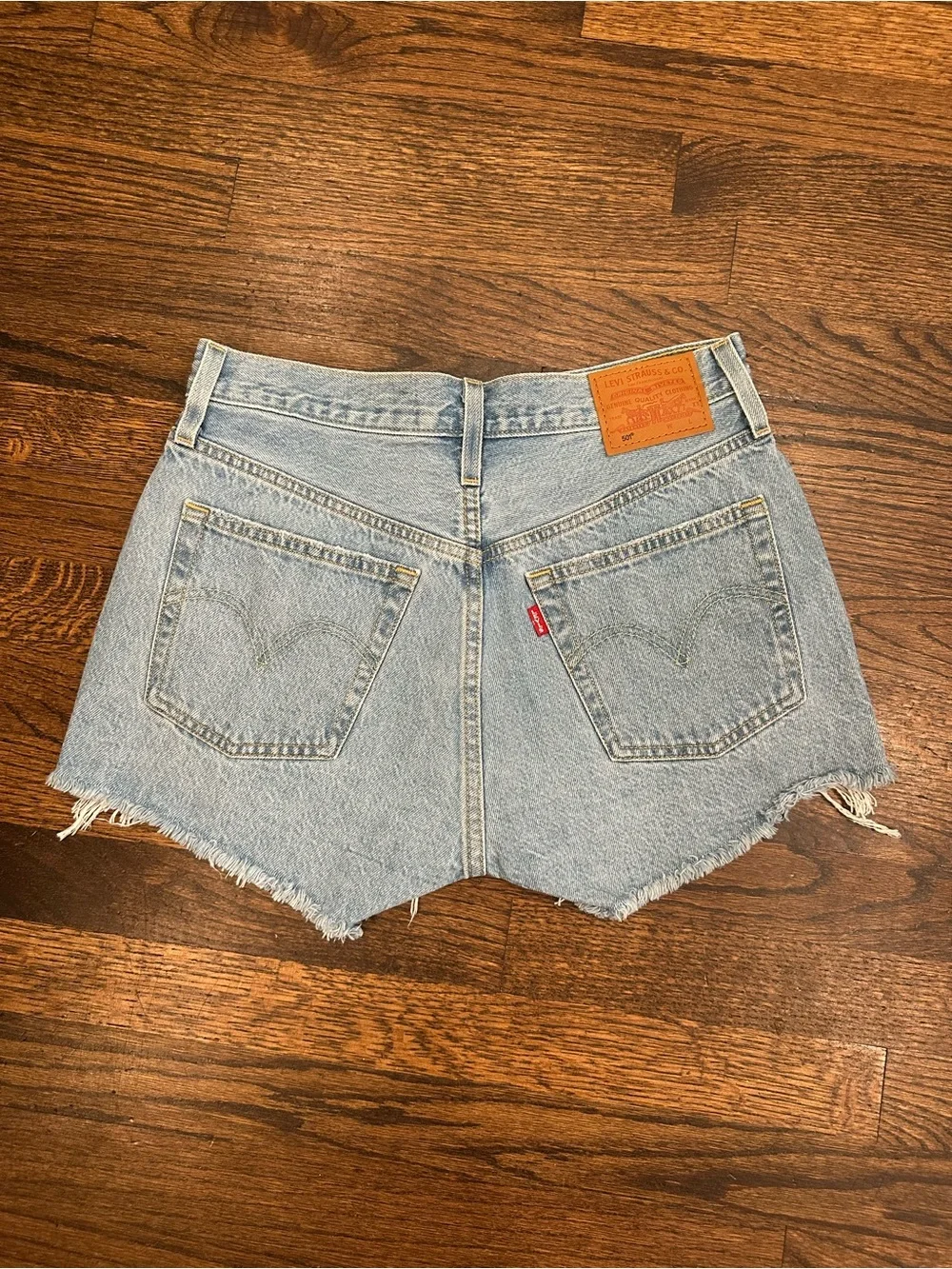 Light Blue Distressed Denim Shorts